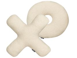 Set of 2 Teddy Letter Cushions Beige