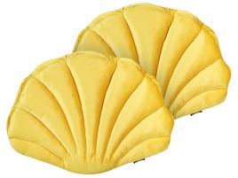 Set of 2 Velvet Seashell Cushions 47x35cm Yellow