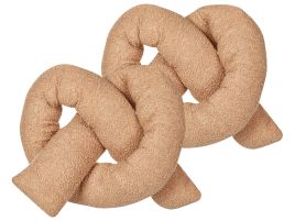Set of 2 Teddy Cushions 172x14cm Light Brown