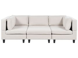 5-Seater Modular Fabric Sofa with Ottoman Light Beige UNSTAD