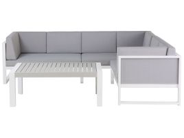 Left Hand 6 Seater Aluminium Garden Corner Sofa Set Grey CASTELLA