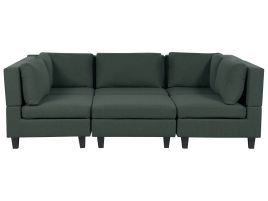 5-Seater Modular Fabric Sofa with Ottoman Dark Green UNSTAD