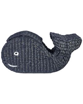 Water Hyacinth Wicker Whale Basket Black