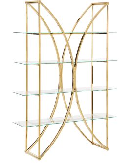 4 Tier Metal Bookcase Gold HOLLOW