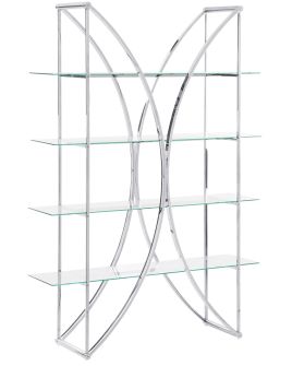 4 Tier Metal Bookcase Silver HOLLOW