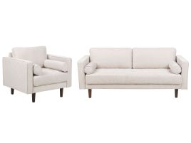 4 Seater Fabric Living Room Set Beige NURMO