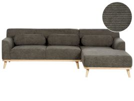 Left Hand Jumbo Cord Corner Sofa Dark Green SIMOS