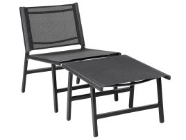 Garden Chair with Footrest Black MARCEDDI
