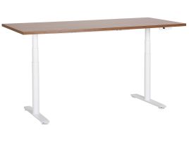 Electric Adjustable Standing Desk 180 x 80 cm Dark Wood and White DESTINAS