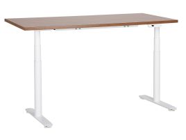Electric Adjustable Standing Desk 160 x 72 cm Dark Wood and White DESTINAS