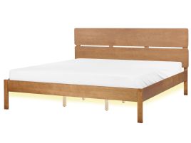 EU Super King Size Bed with LED Light Wood BOISSET