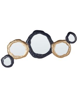 Metal Wall Mirror 109x44cm Gold and Black