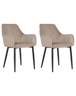 Set of 2 Velvet Dining Chairs Taupe WELLSTON