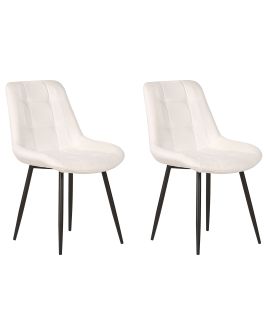 Set of 2 Velvet Dining Chairs Off-White MELROSE