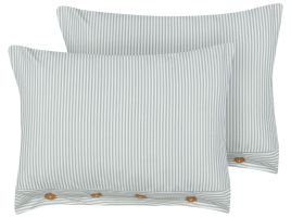 Set of 2 Cushions Striped 40x60cm Green and White