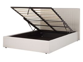 Fabric EU Double Size Ottoman Bed Beige VION