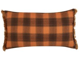 Fringed Cushion Chequered Pattern 40x70cm Orange