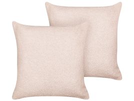 Set of 2 Boucle Cushions 45x45cm Pink