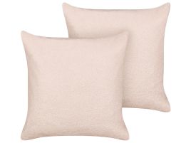 Set of 2 Boucle Cushions 60x60cm Pink