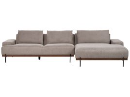 Left Hand Corner Fabric Sofa Light Brown MARIFERD
