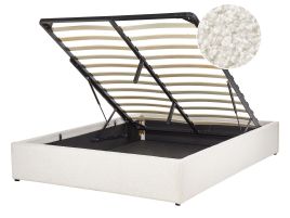 Boucle EU Double Size Ottoman Bed Off-White DINAN