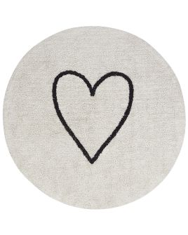 Round Cotton Area Rug 140cm Beige and Black