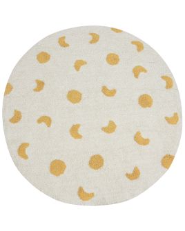 Round Cotton Area Rug 140cm Light Beige