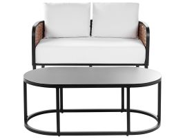 2 Seater Aluminium Garden Sofa Off-White MONTEFALCO