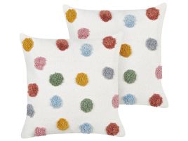 Set of 2 Cotton Kids Cushions Dots Pattern 45x45cm Multicolour