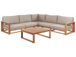 5 Seater Certified Acacia Wood Garden Corner Sofa Set Light TIMOR II