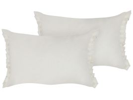 Set of 2 Linen Cushions 30x45cm Off - White