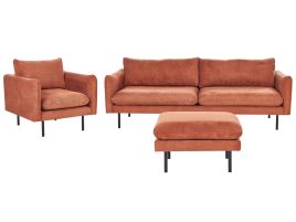 Fabric Living Room Set with Ottoman Golden Brown VINTERBRO