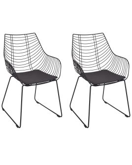 Set of 2 Metal Accent Chairs Black ANNAPOLIS