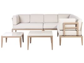 6 Seater Modular Garden Corner Sofa Set Light Beige RIMA III