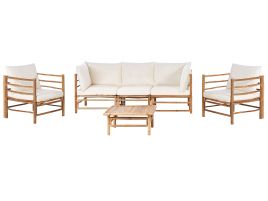 5 Seater Bamboo Garden Sofa Set Off-White CERRETO