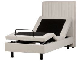 Fabric EU Single Adjustable Bed Beige DUKE II