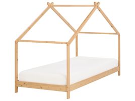 Wooden Kids House Bed EU Single Size Light ORLU