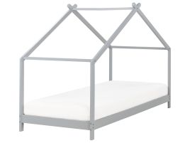 Wooden Kids House Bed EU Single Size Grey ORLU