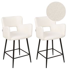 Set of 2 Boucle Bar Chairs White SANILAC
