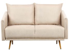 2 Seater Velvet Sofa Beige MAURA