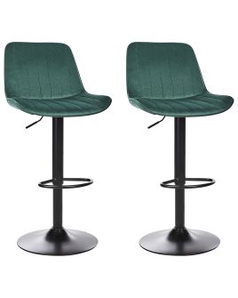 Set of 2 Velvet Swivel Bar Stools Green DUBROVNIK