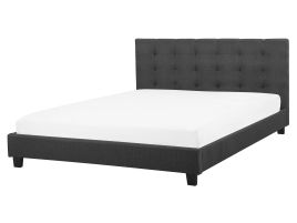 Fabric EU King Size Bed Grey LA ROCHELLE