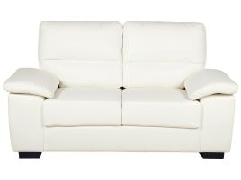 2 Seater Faux Leather Sofa Cream VOGAR