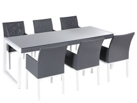 6 Seater Metal Garden Dining Set Grey BACOLI