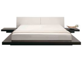 EU Super King Size Waterbed with Bedside Tables Dark Wood ZEN