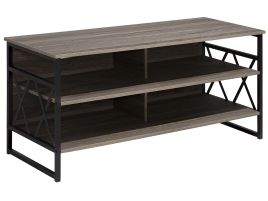 TV Stand Taupe Wood with Black CARLISLE