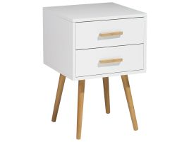 2 Drawer Bedside Table White Light Wood - Juge