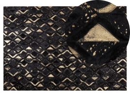 Cowhide Area Rug 140x200cm Black and Gold