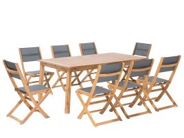 8 Seater Acacia Garden Dining Set Light Wood CESANA