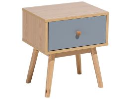 1 Drawer Bedside Table Light Wood Grey - Qiao